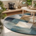 thumbnail image 3 of Round Rugs 3Ft, Teal Brown Abstract Round Area Rug Washable Indoor Throw Carpet, Modern Geometric Fluid Art Small Non Slip Circle Rug for Bedroom Living Room Home Decor Aesthetic, 3 of 8