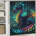 thumbnail image 6 of Patifu Dragon Stars Grass Shower Curtain Set Polyester Home Bathroom Decoration with Hooks 60"x72, 6 of 7