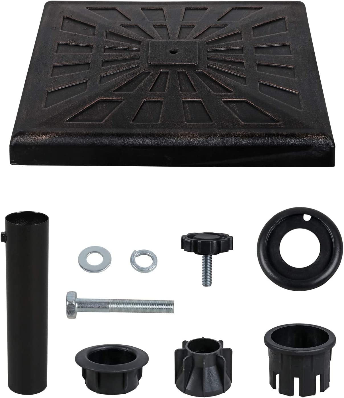 QHTER Square Umbrella Base, 42lb Heavy Duty Patio Outdoor Umbrella Stand Weight, Bronze