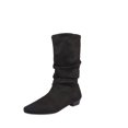 thumbnail image 3 of Willtoo Women's Faux Suede Mid Calf Boots, Slouchy Ruched Flat Boots with Pointed Toe, Comfortable Pull-On Low Heel Casual Shoes, 3 of 6