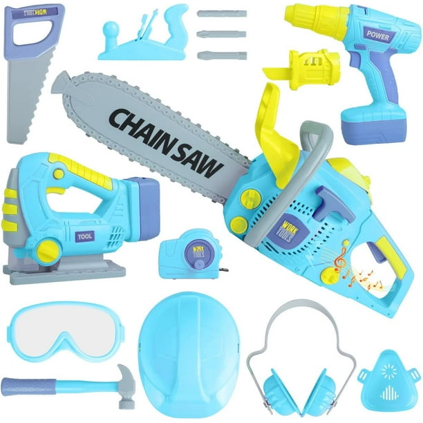 Kids Tool Set Toddler Tool Set with Electric Toy Chainsaw, Toy Drill
