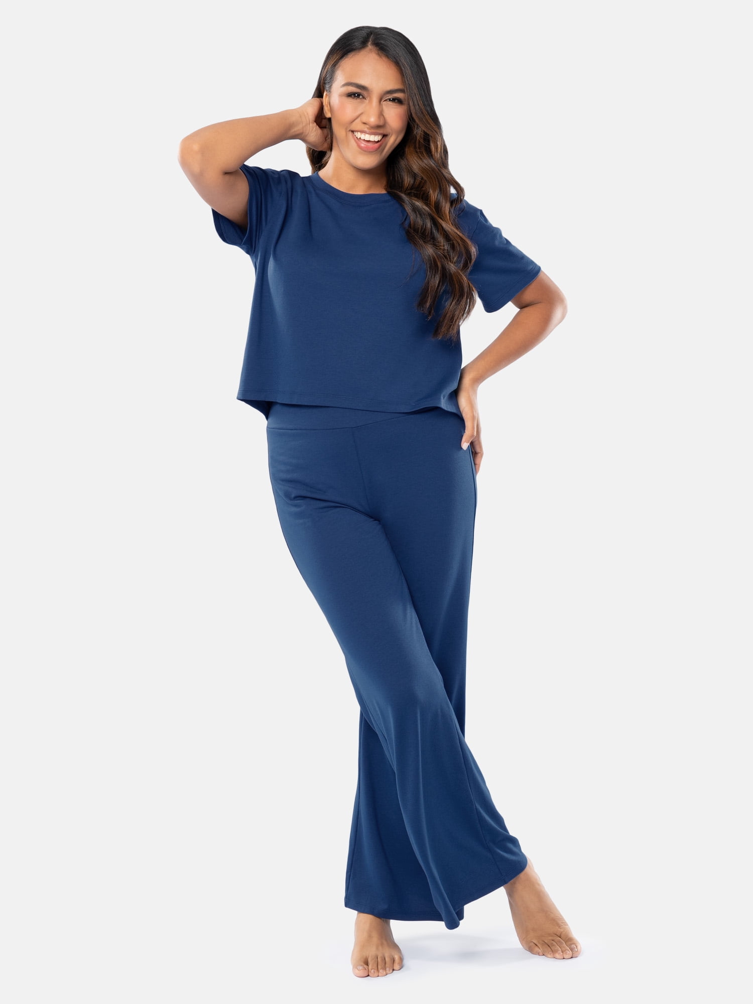 Fruit of the Loom Women's Breathable Short Sleeve Top and Pant Pajama Set, Sizes S-4X