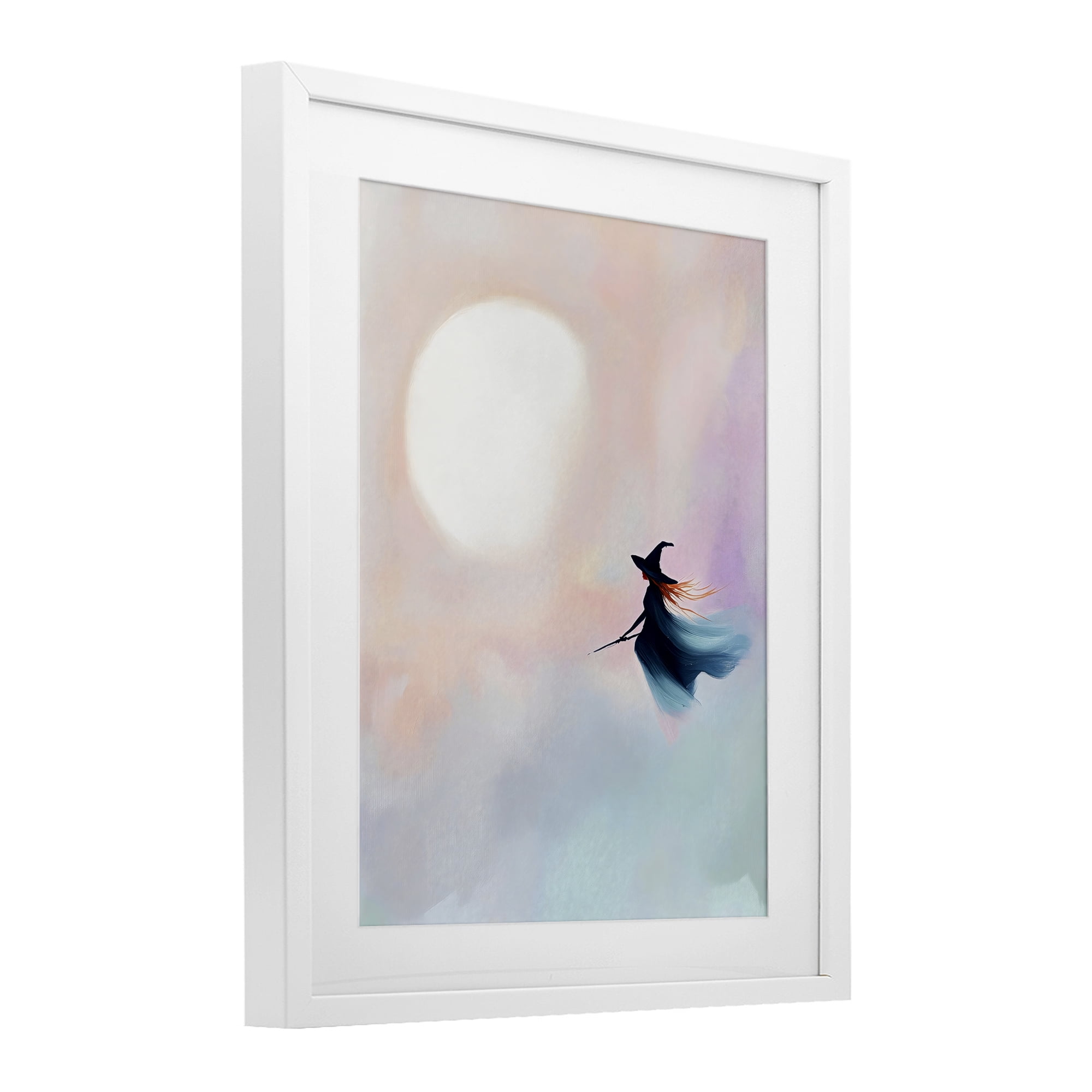 Stupell Industries Witch Flying at Sunset White Framed Print Under Glass, design by The Prints Vibe