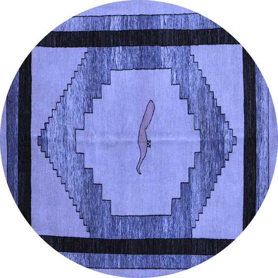 Ahgly Company Indoor Round Abstract Blue Modern Area Rugs, 3' Round