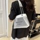 thumbnail image 1 of Bolso de mano con letras para mujer, Bolso de hombro de malla, Bolso de mano transparente (blanco), 1 of 3