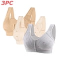 thumbnail image 2 of Tqyyweavej 3 Pack Bras for Women Front Closure Full Coverage Push Up Bras Lightly Lined Cotton Wireless Bras, Gifts for Women S-4XL, 2 of 9