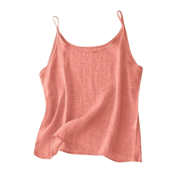 Cotton Linen Tank Tops for Women Spaghetti Strap Sleeveless Camisole Summer Loose Fit Light Weight Gauze Shirts