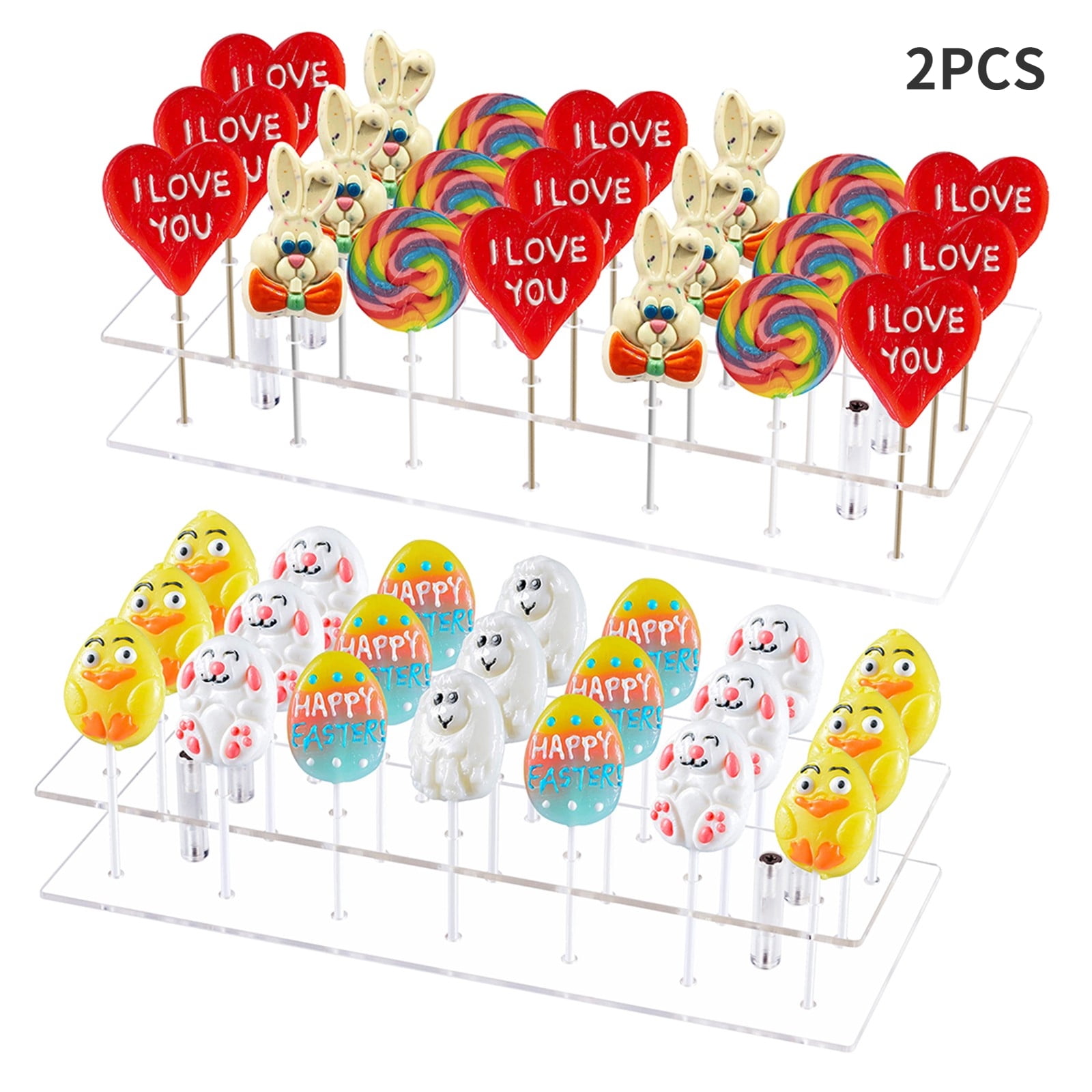 2pcs Cake Pop Display Stand, 21 Holes Clear Acrylic Lollipop Holder for Wedding Baby Shower Birthday Party Anniversary Halloween Candy Decorations