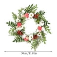 thumbnail image 5 of 12" Dahlia Flower Wreath for Front Door â Floral Wreath with Eucalyptus & Berries, All-Season Farmhouse Decor for Spring, Summer, Winter Indoor/Outdoor Porch & Wall, 5 of 9