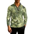 thumbnail image 2 of QHRMKOG Men Sweatshirts Warm Camouflage Print Half Zip Pullover Loose Fit Sport Stand Collar Sweatshirt Fall Casual Long Sleeve Tops Green 4XL, 2 of 8
