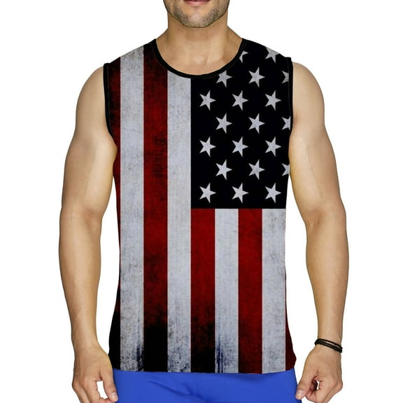 cllios Independence Day Tank Tops for Men Patriotic USA Flag Print Pattern Tees Comfortable Crewneck Top Big and Tall Sleeveless T Shirt Vest