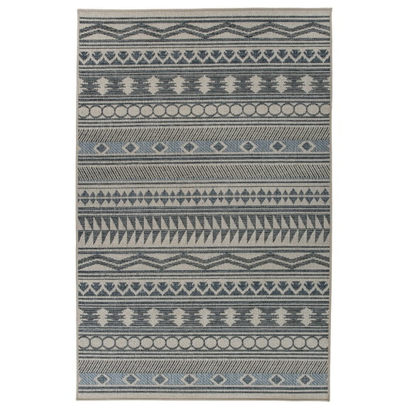 Modern Bohemian Global Cream 5' x 7' Indoor/Outdoor Area Rug