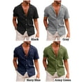 thumbnail image 5 of Hanerdun Men Short Sleeve Shirts Male Linen Tops Casual Button Up Blouse Gray XL, 5 of 5