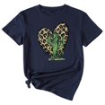 thumbnail image 2 of Anbech Heart Printed T-Shirt for Women Casual Leopard Graphic Heart Cactus Junior Girls Short Sleeve Tee Tops with Crew Neck, 2 of 3