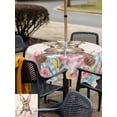 thumbnail image 4 of Outdoor Tablecloth with Umbrella Hole and Zipper, Bunny Easter Square Table Cloth 60x60 Inch Waterproof Tablecloth, Pink Blue Eggs Tulips Floral Rabbit Rustic Picnic Table Cover for Patio Camping, 4 of 7