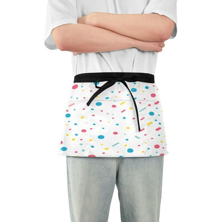 

Yayeee Waist Apron with Pockets for Cooking Waterproof Half Server Aprons White Retro Pattern