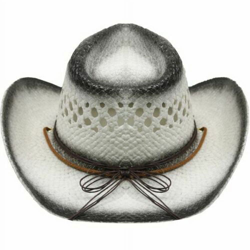 ?NIB White & Turquoise Beaded Straw Cowgirl Hat WHITE-Tea-Stain-COWBOY-Straw-  main image 4