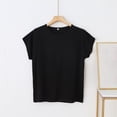 thumbnail image 4 of Womens Solid Color Cap Sleeve Blouses T-Shirt Casual Crew Neck Loose Fit Basic Shirts Tank Tops for Summer Black, 4 of 5