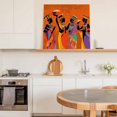 thumbnail image 6 of Black Orange Girls Boho Wall Art Painting on Canvas, Retro Ethnic Abstract Art Canvas Art Home Prints Wall Art Framed Modern Artwork for Living Room Bedroom Wall Decor 12x12in, 6 of 9