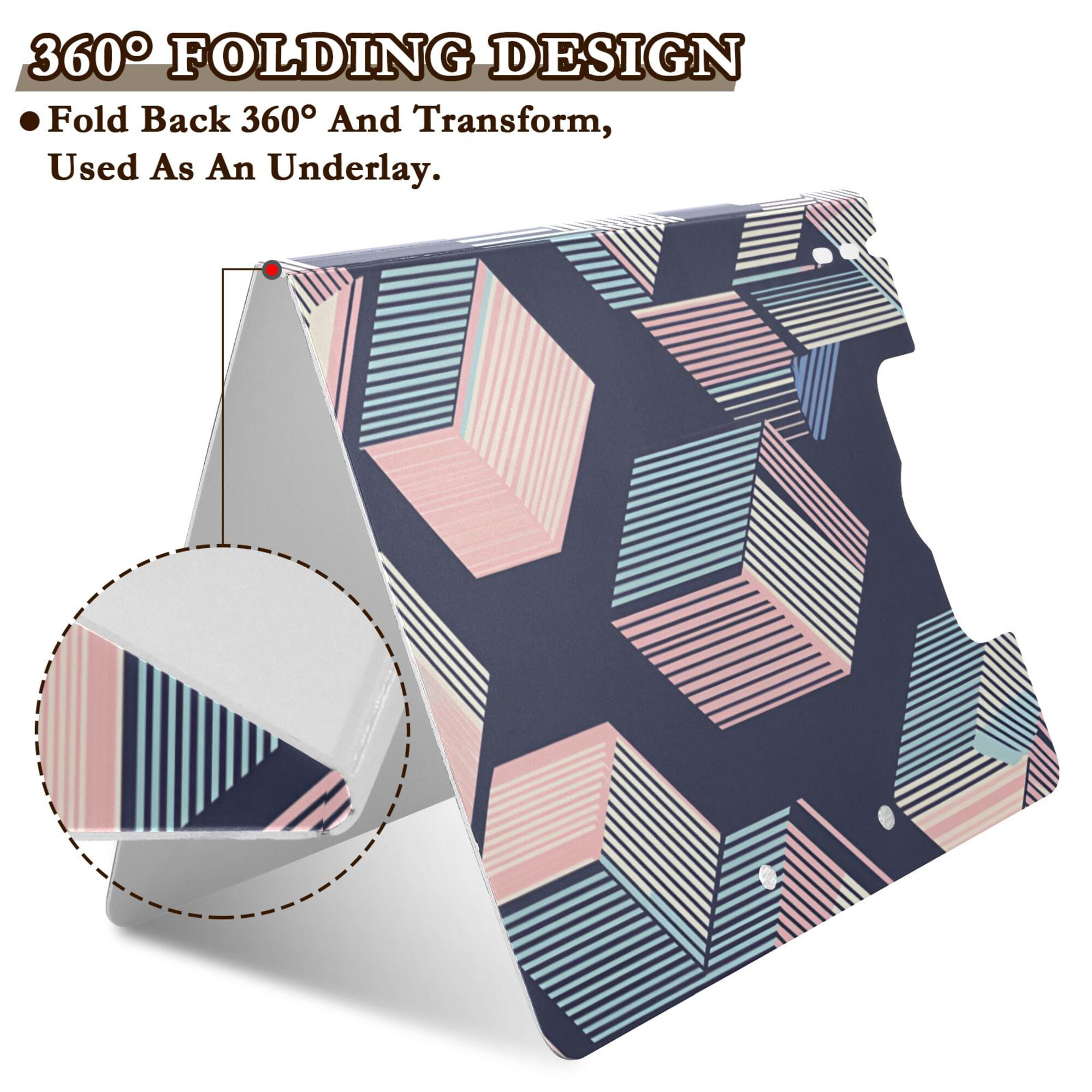 FORMRS A4 Clipboard Folder with Pen Holder Horizontal Foldable School Office Binder, Dark Cubes