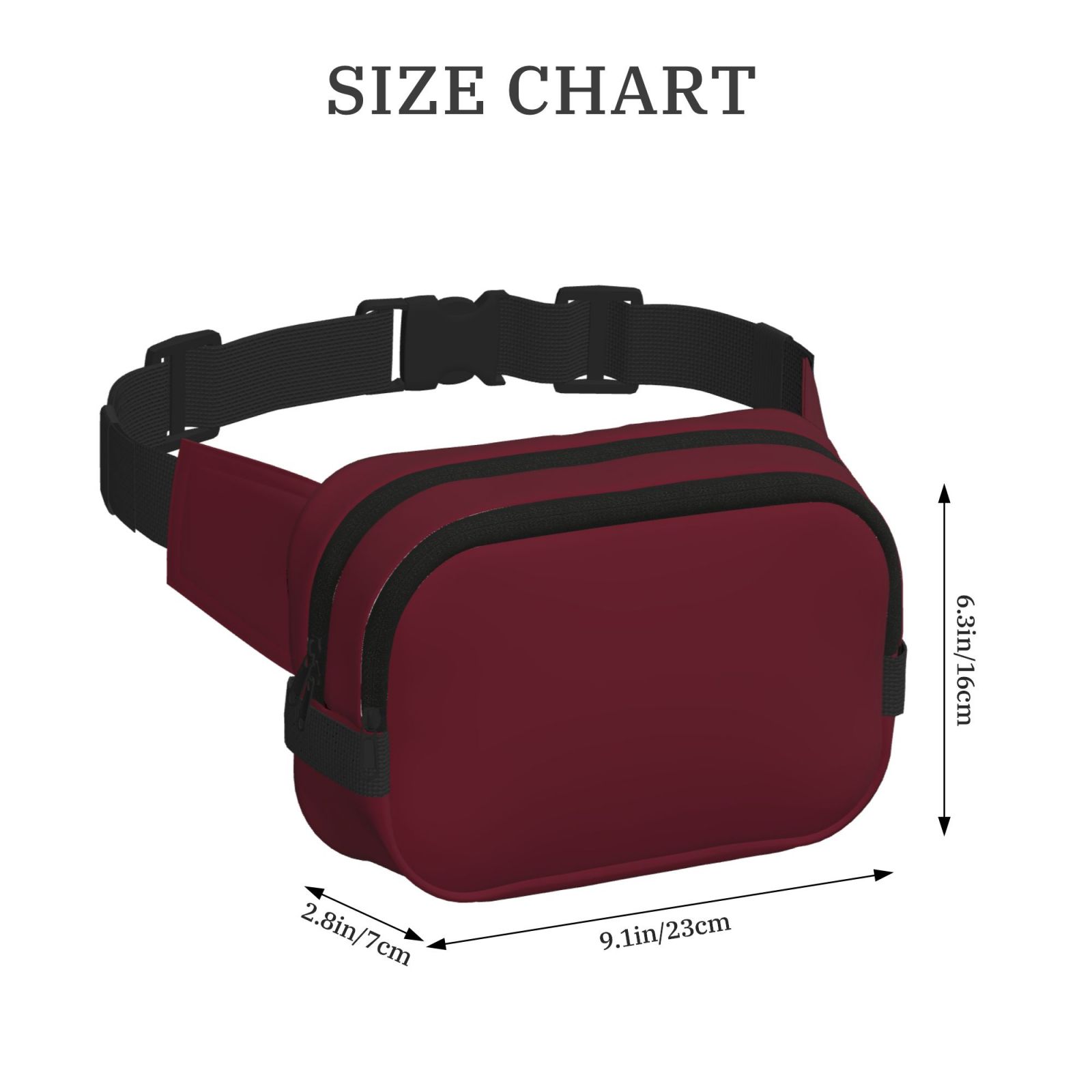 Hirioo Maroon for Double Layer Waist Bag Adjustable Fanny Pack For Travel Running Hiking