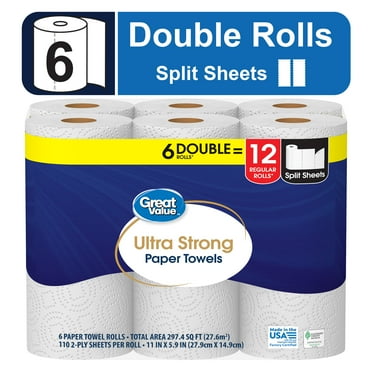 Great Value Ultra Strong Paper Towels, 6 Double Rolls
