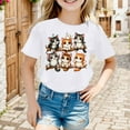 thumbnail image 3 of Tfken Toddler Child Girls Tee Size 6-8 Years Cat Print Crew Neck T-Shirts Comfortable Short Sleeve White Tops, 3 of 5