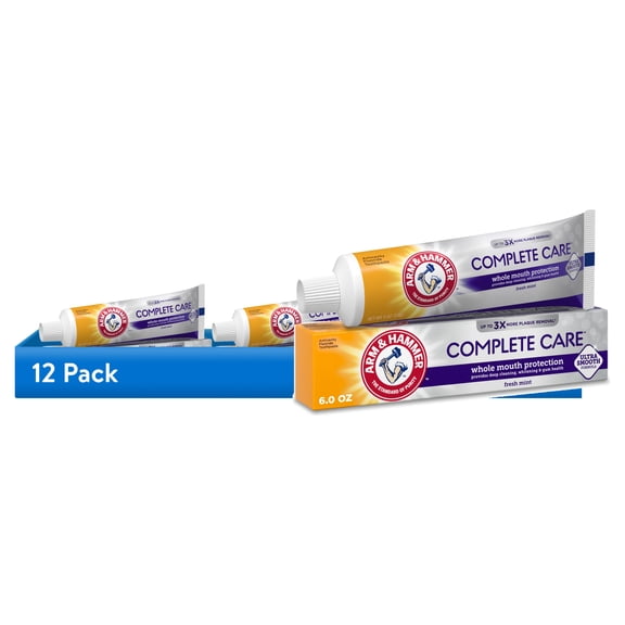 (12 pack) ARM & HAMMER Complete Care Toothpaste, Fresh Mint Flavor, Whole Mouth Protection, 6.0oz Tube