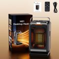 thumbnail image 7 of Hvmvliv Small Heater US Standard Compact Home Desktop Heater, Remote Control & Timer Functionality, 1000W Energy Efficient Heater for Office, Bedroom, Small Spaces Black, 7 of 7
