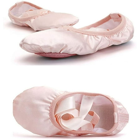 

Kiapeise Ballet Slipper Ballet Shoes Gymnastics Flats Split Sole Dance Yoga Flats with Ribbon for Girls Toddler Little Kid