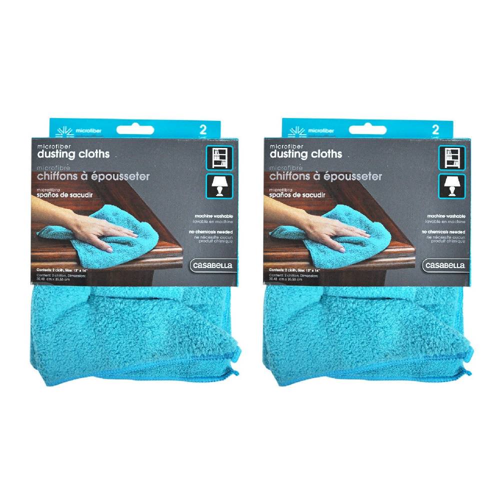 Casabella Microfiber Dusting Cloths 12 x 14 Inch For Cleaning Dust Dirt Fingerprints Grime