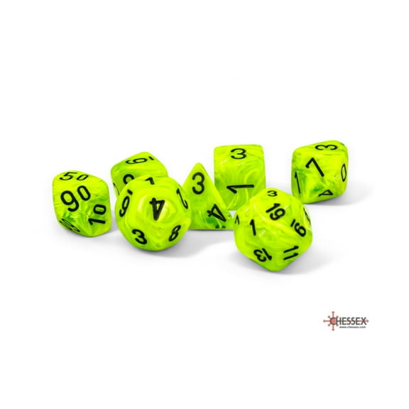 Chessex CHX22430 Mega Hedrals Vortex Dice Bags, Bright Green & Black - Set of 7