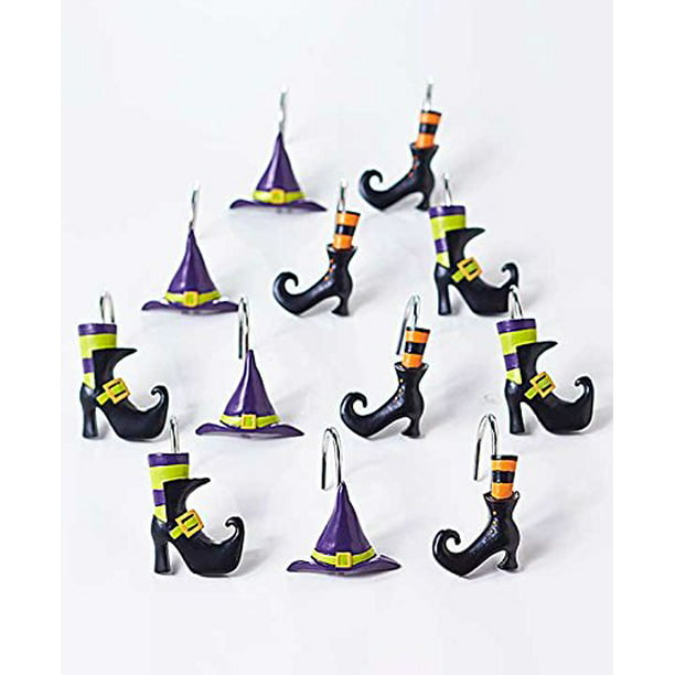Whimsical Witch Hat Shoes, Haunted Mansion Shower Curtain Hooks