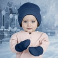 thumbnail image 5 of Zanarzt Toddler Beanie Kids Winter Hats Infant Toddler Girls Boys Winter Hats Boys Soft Baby Caps Kids Knit Winter Hats with Glvoes Navy,3-24 Months, 5 of 6