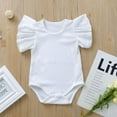 thumbnail image 4 of Baby Girl Infant Romper Knitted Ruffle Snaps Solid Color Bodysuit Jumpsuit 0-18M, 4 of 7