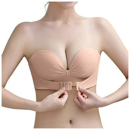 Huesdet Women s Strapless Push Up Bra Plus Size Full Figure Underwire Multiway Contour Bra(White 34)