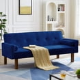thumbnail image 1 of Modern Velvet Sofa Bed Futon,Convertible Sleeper Loveseat,75" Folding Recliner Couch Bed with Solid Wood Legs for Living Room Apartments Office,Navy, 1 of 7