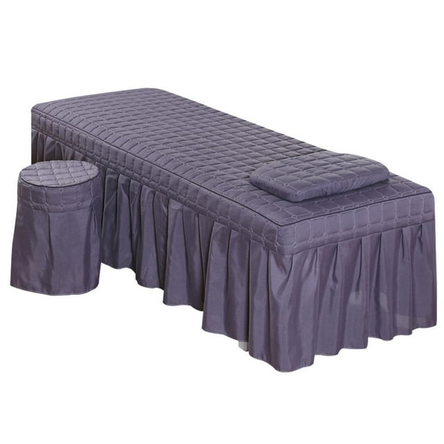 veasfak 1 Ensemble de Jupe de table + Taie d'Oreiller + Housse de Tabouret Housse de Protection pour Traitement Gris