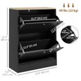 thumbnail image 3 of HOMCOM Slim Shoe Cabinet with 2 Flip Drawers Adjustable Shelves Black, 3 of 10