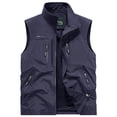 thumbnail image 6 of LEKWK Vest for Men Full Zip Stand Collar Sleeveless Jacket with Multi Zipper Pockets Lightweight Windproof Casual Outdoor Wear for Hiking Golf Fishing Dark Blue XL, 6 of 6