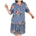 thumbnail image 1 of Vestido de Verano para Mujeres, Suelto Estampado Cuello Redondo 1/2 Manga Vestido de Gasa Casual Hecho de Poliéster Ligero, Vestido de Verano con Mangas, 1 of 6