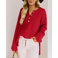 thumbnail image 2 of HSHDLDF Women's Oversized Sweaters Batwing Long Sleeve Loose V Neck Button Henley Tops Pullover Knit Jumper, 2 of 5