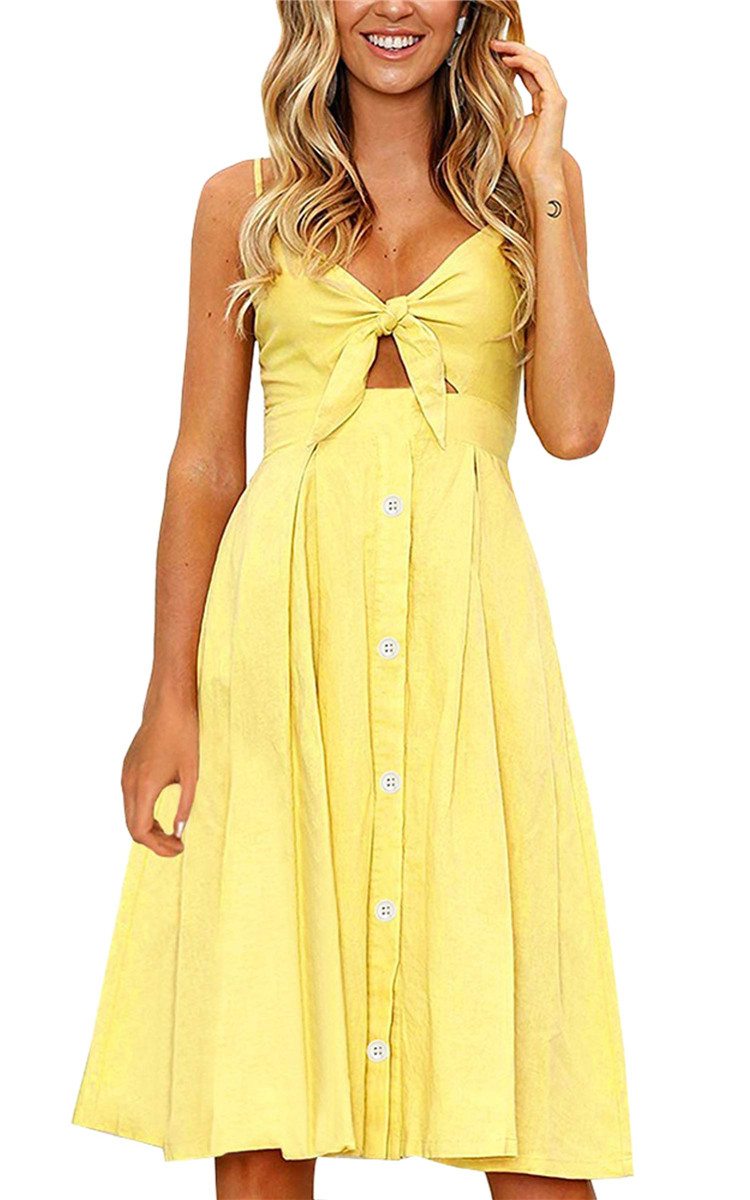button front spaghetti strap dress