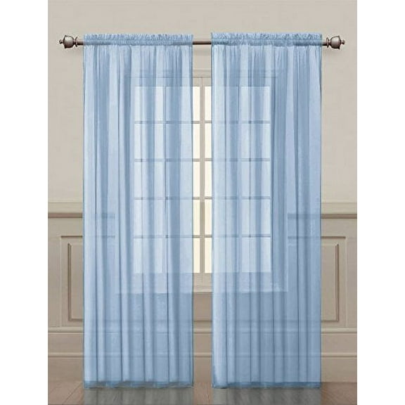 2 Pack: Ultra Luxurious High Thread Rod Pocket Sheer Voile Window Curtains by GoodGram® - Baby Blue