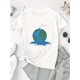 thumbnail image 2 of Camiseta gráfica informal para mujer - Diseño Earth & Faucet, algodón suave, cuello redondo y manga corta, cómoda camiseta de verano para uso informal, camisetas para mujer, camisetas de ocio., 2 of 6