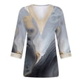 thumbnail image 4 of Women's Summer Clothes Spring Elegant Shirts Tie Dye Floral Print Dressy Casual Tops for Lady Vintage Lace V Neck Blouse Fashion 2024 3/4 Sleeve Loose Fit Flowy Tunic Tops Gray T Shirts XXXL, 4 of 5