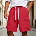 thumbnail image 5 of Shorts for Men Quick Dry Men's Cargo Shorts with Multi-pocket, Elastic Waist Straight Leg Shorts, Summer Fashion Casual Beach Short Pants Red 3XL, 5 of 8