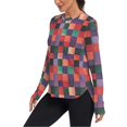 thumbnail image 2 of FORMRS Womens Long Sleeve Shirts UPF 50+ Sun Protection Quick Dry Fishing Hiking Tops, Size S-2XL, Red and Purple Plaid Pattern, 2 of 8