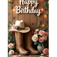 thumbnail image 3 of Floral Decor Banner Western Cowboy Wooden Background for Birthday Party Celebration Event, 3 of 7
