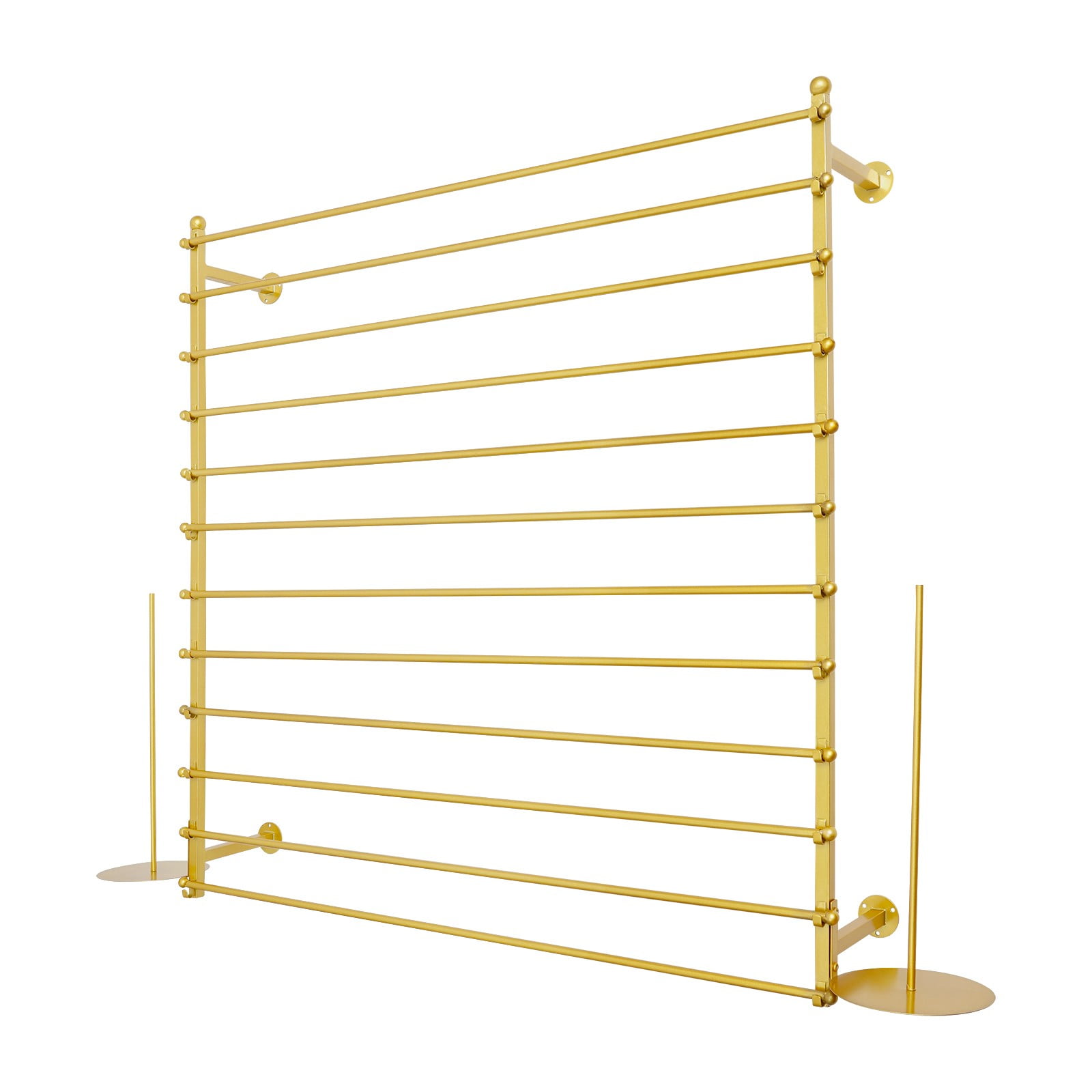 ToppiJoy 12 Rods Wall Mounted Ribbon Rack for Craft Room, Ribbon Organizer Wrapping Paper Rack for Craft Room, Cake Shop, Flower Shop Gold